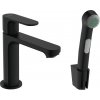 Hansgrohe Rebris S, umývadlová batéria 110 s ručnou sprchou Bidette a sprchovou hadicou 160 cm, bez odtokovej súpravy, čierna matná, HAN-72215670