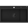Mexen Omar, 1-komorový granitový drez 800x480x210 mm, čierny, grafitový sifón, 6520801005-77-B
