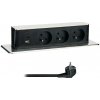 Solight PP126USBC, 3z + USB A+C výsuvný blok zásuviek, 2m, nerez oceľ PP126USBC