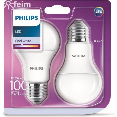 Philips 2PAK LED žiarovka E27 A60 12,5W 100W 1521lm 4000K Neutrálna 200°