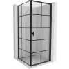 Mexen Mist-B, 1-krídlový výklopný sprchový kút, pravý, 90 x 90 cm, číre sklo-čierna mriežka, 8A2T-090-090-70-77-P