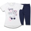 Dievčenský letný komplet tričko predĺžené a 3/4 legíny, veľ. 122