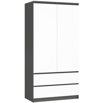 Ak furniture CL S 90 cm 2 dveře 2 zásuvky grafitově šedá/bílá