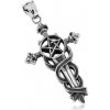 Šperky eshop - Patinovaný prívesok, oceľ 316L, veľký ľaliový kríž s hadmi, pentagram SP82.01