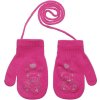 BE SNAZZY Pletené zimné rukavice so šnúrkou medvedík 3 - 6 rokov Fuchsie