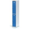 Alfa 3 Kovová šatníková skrinka S6 s úložnými boxami, 2 boxy, 1800 x 300 x 500 mm, otočný zámok, modré dvere