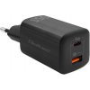 Qoltec Sieťová nabíjačka 65W GaN ULTRA | 5-20V | 2.25-3.25A | 1x USB-C PD | 1x USB-A QC 3.0 | Čierna
