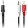 NEDIS redukční stereo audio kabel s jackem/ zástrčka 3,5 mm - 2x zástrčka RCA/ černý/ 5m