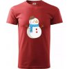 Snehuliak so šálom - Klasické pánske tričko vyššej gramáže - 3XL ( Bordová )