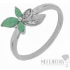 Nefertitis Prsteň strieborný s brúsenými smaragdmi a zirkónmi Ag 925 026097 EM - 57 mm (US 8), 1,8 g