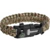 Paracord náramok s kresadlom a kompasom woodland (taktický náramok na prežitie)