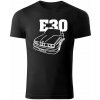 T-ričko BMW e30 line pánske tričko Farba trička: Čierna, Farba potlače: Biela, Veľkosť: XXL