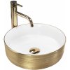 Rea Sami Brush Gold, umývadlo na dosku 36x36 cm, biela-zlatá, REA-U6630