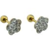 Doria Piercing do ucha z ocele zlaté kvetinky D014