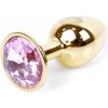 Boss Series Jewellery Gold Plug ROSE - zlatý análny kolík s drahokamom 7 x 2,7 cm