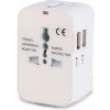 SES 4v1 Univerzálny cestovný adaptér redukcia nabíjačka do zásuviek UK/US/AU/EU - Biely 3898