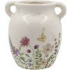 Chic Antique Béžový keramický džbán s uškami a kvetmi Avignon - 19*19 cm - Chic Antique