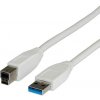 Kábel USB 3.2 Gen 1, A-B M/M 3m, 5Gbps, biely