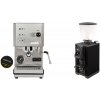 Profitec GO, brushed stainless steel + Stone Espresso Pebble, black