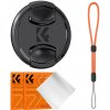 K&F 82MM Lens Caps Kit, Anti-lost rope, 2X Vacuum Cleaning Cloth K&F Concept
