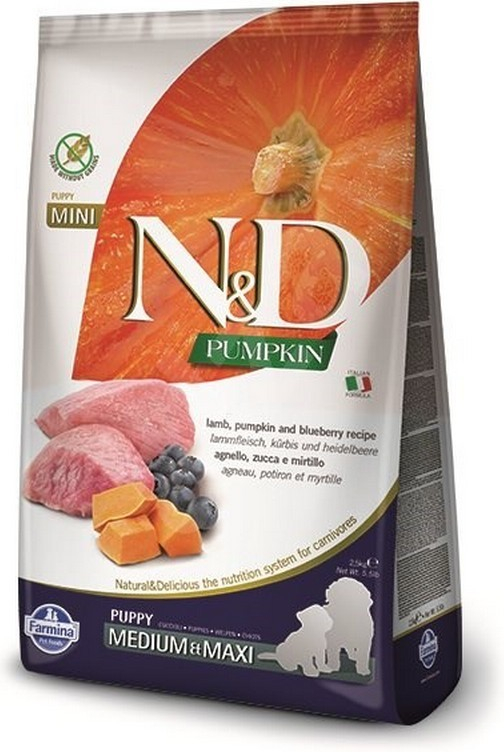 N&D Grain Free Pumpkin DOG Puppy M/L Lamb & Blueberry 2,5 kg