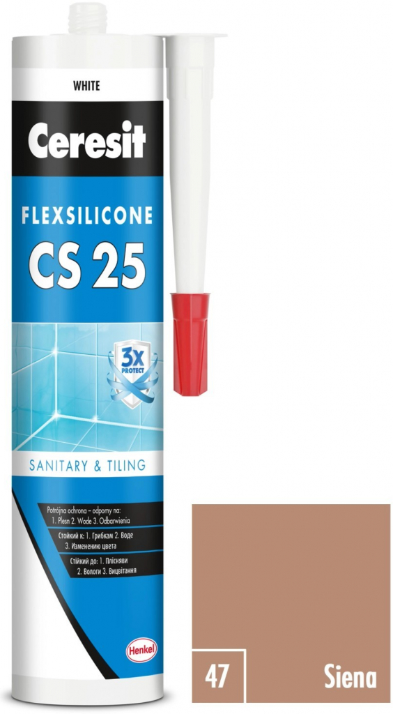 CERESIT CS 25 sanitárny silikón 280g siena