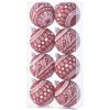 Gule MagicHome Vianoce, 8 ks, 6 cm, červené s bielym ornamentom, na vianočný stromček