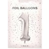PartyDeco Fóliový balón Číslo 1 strieborný 86cm