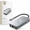 Tech-Protect HB05 HUB adaptér USB-C - 3x USB / HDMI 4K / SD / TF / USB-C 100W / RJ45, šedý