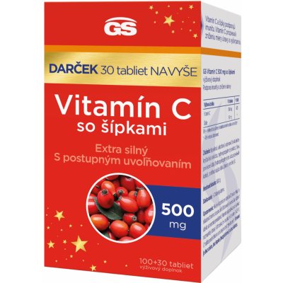 GS Vitamin C500 so šípkami darček 100+30 tabliet