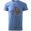 Medveď na bicykli - Klasické pánske tričko vyššej gramáže - 4XL ( Svetlomodrá )