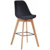 Design-Shop Barová stolička Metz - zamat, drevené nohy natura - Čierna