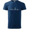 Ekg yoga - Klasické pánske tričko vyššej gramáže - 2XL ( Polnočná modrá )