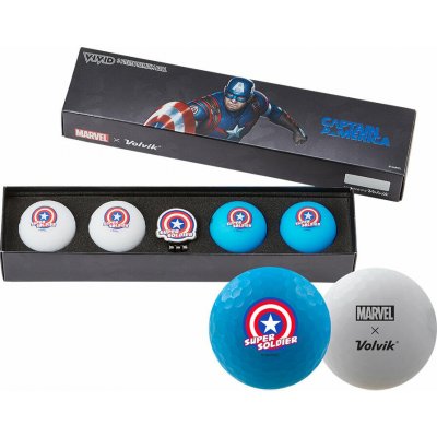 Volvik Vivid Marvel 2.0 4 Pack Golf Balls Captain America Plus Ball Marker
