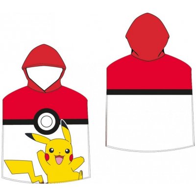 Carbotex Detské pončo 50x115 cm - Pokémon Pokéball a Pikachu