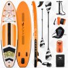 Aukai Stand Up Paddle Board 320cm 2v1 so sedadlom na kajak SUP Surfboard nafukovací + pádlo a dvojité pádlo Surfboard Paddleboard - oranžová