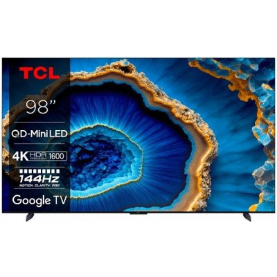 TCL 98C805 TV SMART Google TV QLED/248cm/4K UHD/4000 PPI/144Hz/Mini LED/HDR10+/Dolby Vision/Atmos/DVB-T2/S2/C/VESA