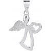 JK Silver Strieborný prívesok Anjel so srdcom a zirkónmi – symbol ochrany a lásky