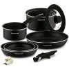 Konighoffer Čierna 9-dielna sada hrncov a panvíc s odnímateľnými rukoväťami a nepriľnavou úpravou