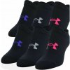 Ponožky Under Armour Girls' Essentials No Show 6Pack - black/cerise - Čierny (30-35)