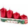 Sviečka adventná schody 50x60 / 75/90/105 mm - metalická bordó - 4 ks