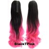 Colík, vrkoč na štipci - vlnitý 55 cm - Ombre štýl - odtieň Black T Pink