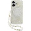 Guess – IML Flowers with Pearl Strap MagSafe obal na iPhone 17 – biely