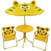 Strend Pro Leq Melisenda Tiger detský záhradný set 2 stoličky so slnečníkom žltý - Set záhradný, žltý- slnečník 105 cm, stôl 50 cm, 2 stoličky, max. 30kg
