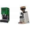 Gaggia New Classic E24, green + Eureka Mignon Single Dose PRO, White & Oak