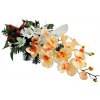 Smútočný aranžmán betonka exclusive umelé orchidey, ľalie a doplnky 60cm x 28cm x 20cm