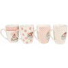 Clayre & Eef Set 4ks bielo-ružový porcelánový hrnček s tortičkami Cupcake - 8*10 cm / 0,3L - Clayre & Eef