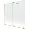 MEXEN/S - Velar Dvojkrídlová posuvná vaňová zástena 160 x 150, transparent, zlatá kartáčovaná 896-160-000-01-55