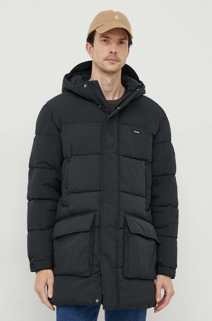 Calvin Klein bunda pánska čierna zimná K10K112228