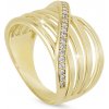 Biju Pozlátený prsteň s vlnou zo zirkónov 0496 Veľkosť prsteňa - obvod: 52 mm